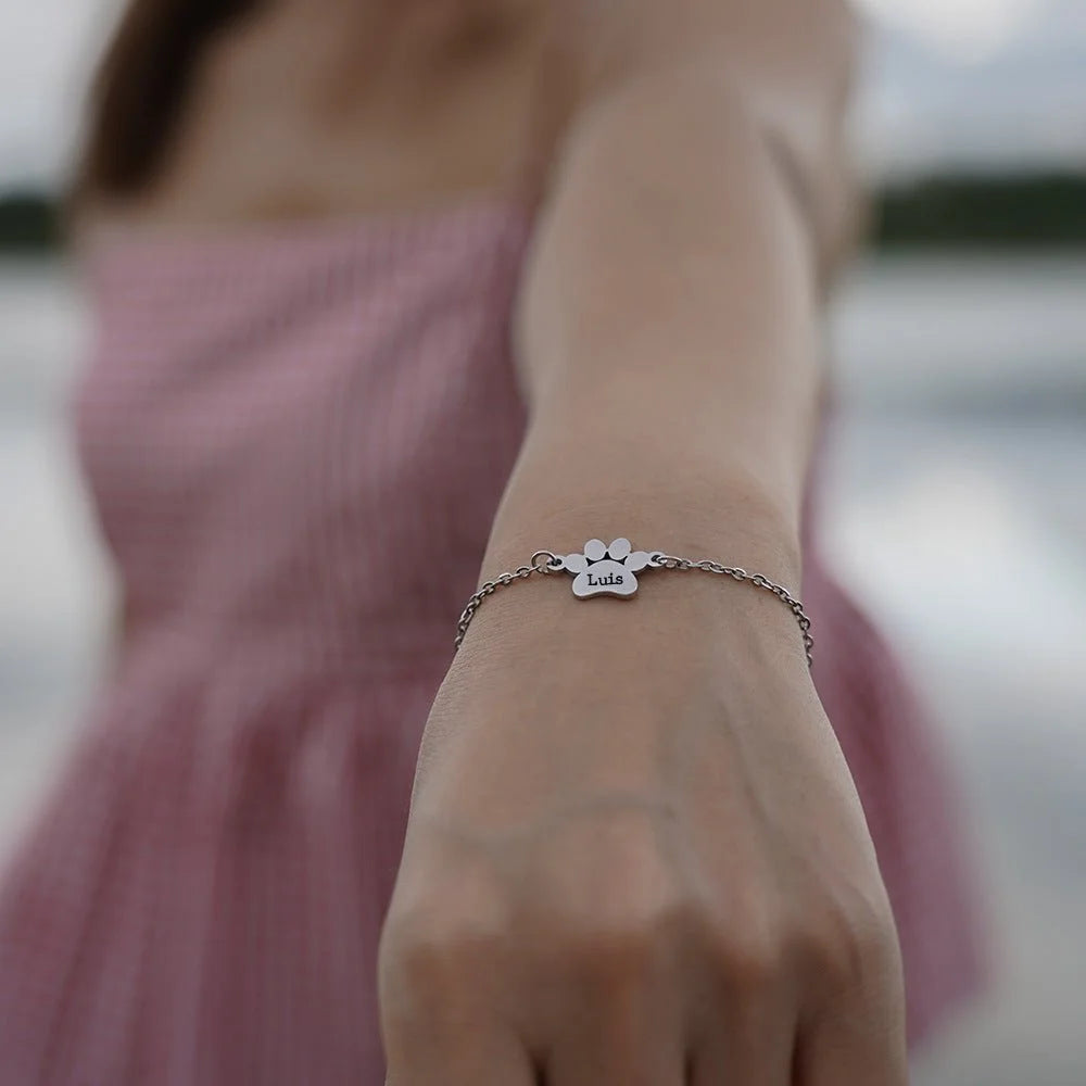 Personlig armbånd med pote i rustfritt stål, unisex, modell Tinou — bilde 6