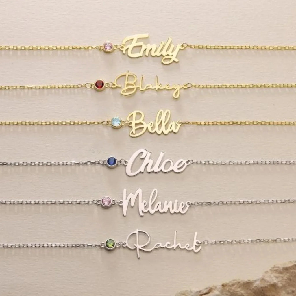 Bracelet Personnalisé DIY Avec Pierre De Naissance Pour Femme, Bracelet Avec Nom Personnalisé Pour Elle, Cadeau D'Anniversaire, Bracelet Exquis Et Tendance