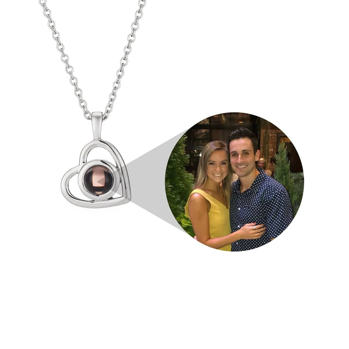 Collier Projection Photo Cachée Cœur Personnalisé